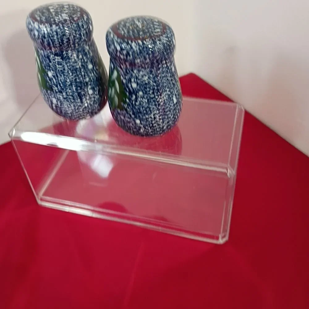 Blue and Gold Glitter Salt and Pepper Shakers